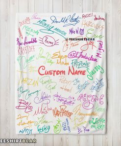Playful Hand Writing Typography Vibrant Name Blanket Fleece Customized Blanket