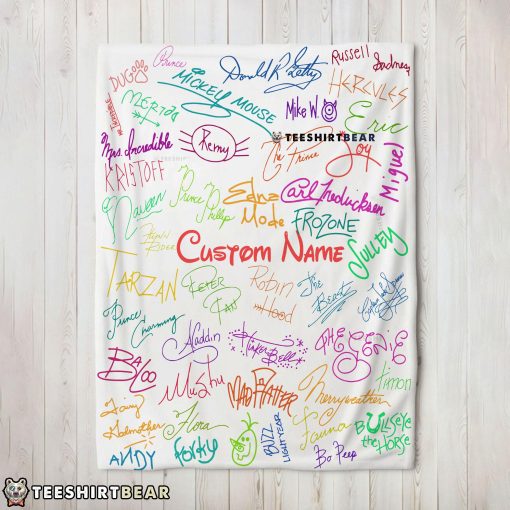 Playful Hand Writing Typography Vibrant Name Blanket Fleece Customized Blanket