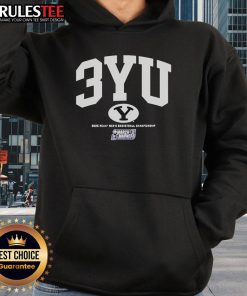 Premium BYU Cougars 2025 NCAA Men's Basketball Championship March Madness hoodie in navy blue, featuring team logo.