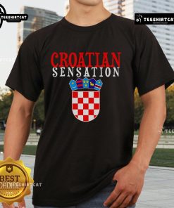 Premium Croatian Sensation T-Shirt featuring vibrant colors and unique design, perfect for showcasing Croatian pride.