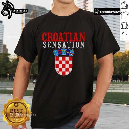 Premium Croatian Sensation T-Shirt featuring vibrant colors and unique design, perfect for showcasing Croatian pride.