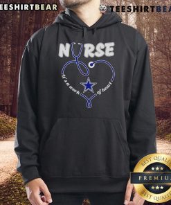 Alt Text: Premium Dallas Cowboys Nurse hoodie featuring 'It's A Work Of Heart' design, perfect for dedicated fans and healthcare workers.