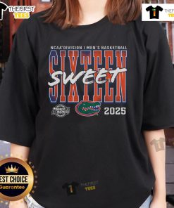 Alt Text: Premium Florida Gators 2025 NCAA Men's Basketball Tournament March Madness Sweet 16 Ladies Tee in vibrant colors.