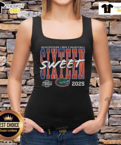 Premium Florida Gators 2025 NCAA Men's Basketball Tournament Sweet 16 tank top featuring vibrant team colors and logo.