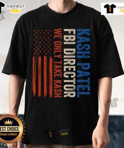 Premium Kash Patel FBI Director vintage t-shirt featuring American flag design, perfect for patriotic fashion enthusiasts.