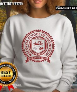 Premium Macgyver School of Engineering Sweatshirt in navy blue featuring a bold logo, perfect for engineering enthusiasts.