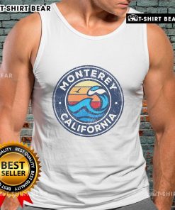 Premium Monterey California vintage nautical waves tank top featuring a stylish beach design perfect for summer wear.