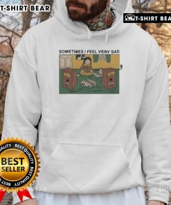 Premium Sometimes I Feel Very Sad Hoodie in dark gray, featuring a cozy design and inspirational message.
