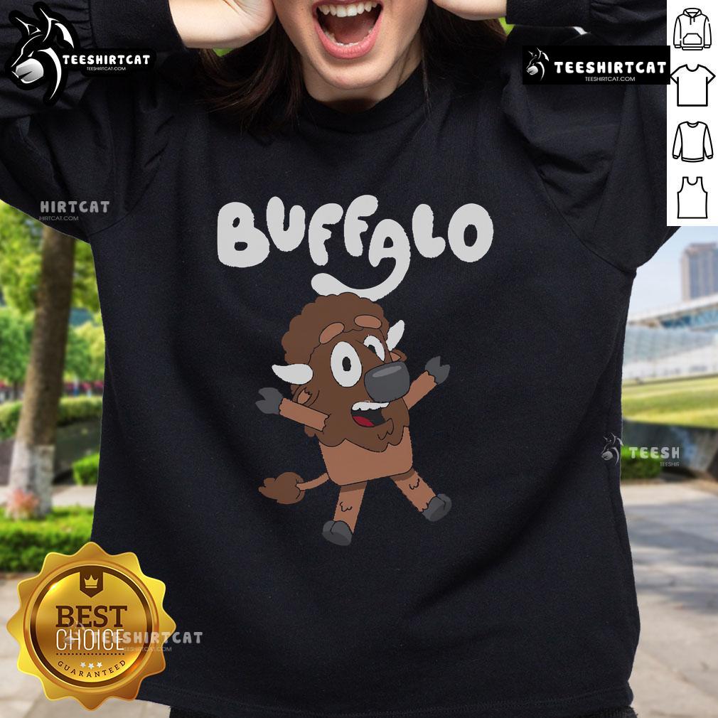 Premium The Buffaloey Cartoon Sweatshirt Premium The Buffaloey Cartoon Sweatshirt featuring a colorful buffalo graphic on a cozy fabric background.