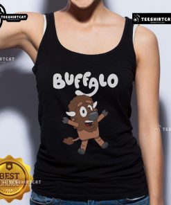Alt Text: Premium The Buffaloey cartoon tank top featuring a vibrant buffalo graphic, perfect for casual summer wear.