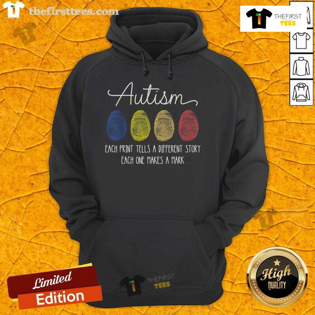 Pretty Autism Fingerprint Each Print Tells A Different Story Each One Makes A Mark Retro Hoodie Alt Text: Pretty autism fingerprint retro hoodie design, showcasing unique prints that tell a different story for each individual.