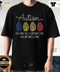 Retro T-shirt featuring a unique autism fingerprint design, symbolizing individuality and stories behind each print.