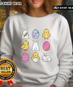 Pretty Easter Cuties Sweatshirt featuring colorful bunny designs, perfect for celebrating spring and Easter festivities.