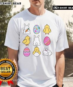 Pretty Easter Cuties T-Shirt featuring colorful bunny and egg designs, perfect for festive spring celebrations.