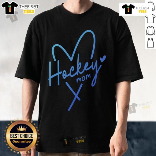 Pretty Hockey Mom Heart T-Shirt featuring a stylish heart design, perfect for proud hockey moms supporting their kids.