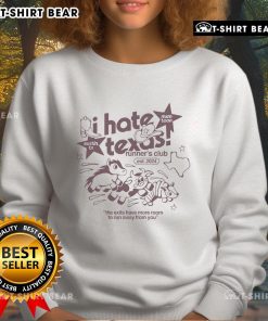 Pretty I Hate Texas Runners Club Est 2024 sweatshirt featuring a bold design, perfect for running enthusiasts and club members.