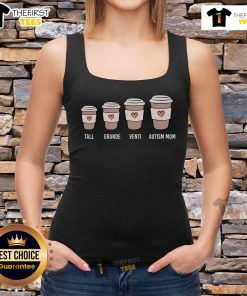 Pretty Tall Grande Venti Autism Mom coffee tank top in vibrant colors, perfect for casual outings and expressing pride.