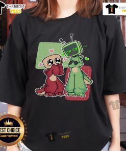 Pretty Vee and Shelly Dandy wearing cute ladies' tees, showcasing vibrant colors and stylish designs for fashion lovers.