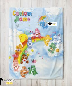Rainbow Care Bears Character Sky Blanket Fleece Customized Blanket