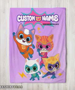Super Kitties Assemble Feline Heroes In Action Blanket Fleece Customized Blanket