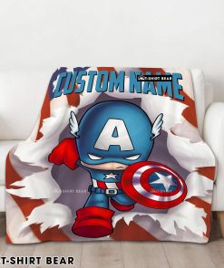 Superhero Marvel Avenger Chibi Captain America Blanket Fleece Customized Blanket