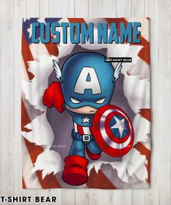 Superhero Marvel Avenger Chibi Captain America Blanket Fleece Customized Blanket