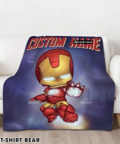 Super Hero Marvel Avenger Chibi Iron Man Blanket Fleece Customized Blanket
