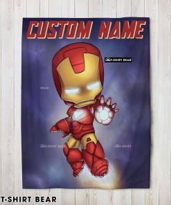 Super Hero Marvel Avenger Chibi Iron Man Blanket Fleece Customized Blanket