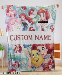 The Little Mermaid Blanket Ariel Princess Fleece Family Princess Customized Blanket