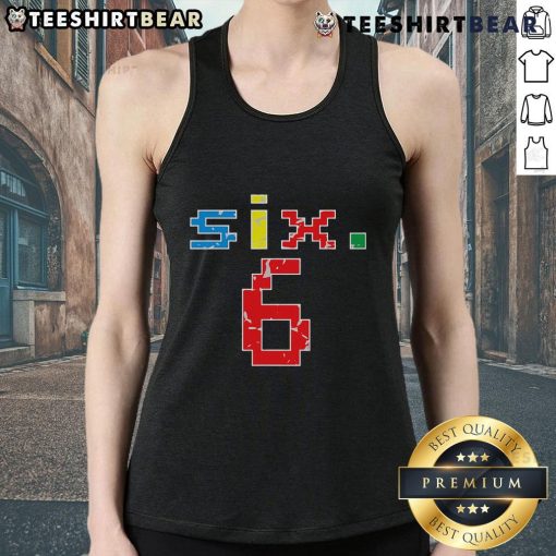 Colorful tank top featuring the number 6, perfect for a child's 6th birthday celebration.