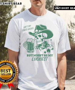 Top Ain't My First Rodeo But Might Be My Luckiest T-Shirt design featuring a fun rodeo theme and playful typography.
