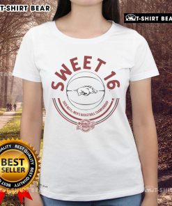 Top Arkansas Basketball 2025 Sweet Sixteen Ladies Tee featuring vibrant team colors and stylish design for fans.