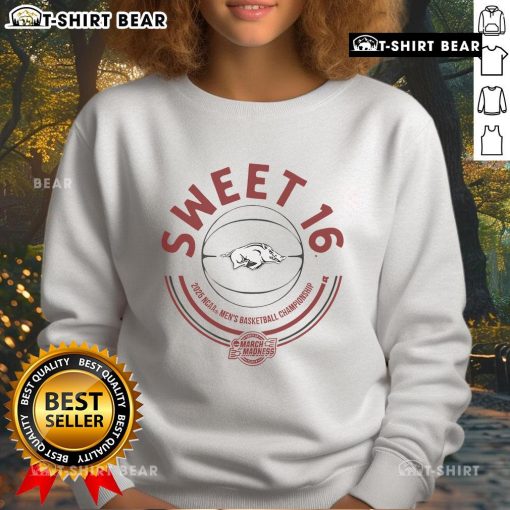 Top Arkansas Basketball 2025 Sweet Sixteen Sweatshirt featuring team colors and logo for fans celebrating the season.