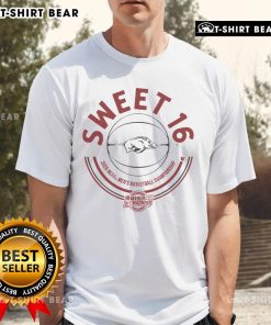Top Arkansas Basketball 2025 Sweet Sixteen T-Shirt featuring team colors and logo, perfect for fans celebrating the tournament.