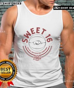 Top Arkansas Basketball 2025 Sweet Sixteen tank top featuring vibrant team colors and logo for fans.