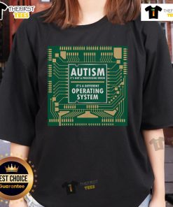 Top Autism Not Error Different Operating System tee featuring a colorful puzzle design for autistic pride.