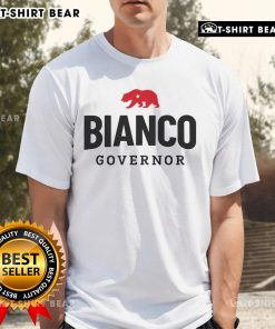 Alt Text: Top Bianco For Governor T-Shirt featuring bold graphics and campaign slogan in vibrant colors for supporters.