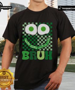 Alt Text: Funny St Patrick's Day T-shirt featuring green face with eggs and bacon, perfect for a festive breakfast celebration.