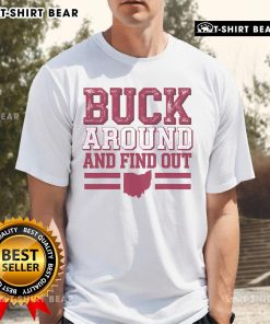 Top Buck Around And Find Out Ohio Map T-Shirt featuring a vibrant graphic of Ohio and bold text for outdoor enthusiasts.