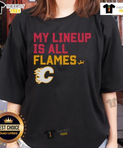 Top Calgary Flames My Lineup Ladies Tee featuring team colors and logo, perfect for female fans and game day attire.