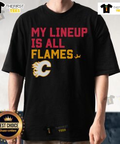 Top Calgary Flames My Lineup T-Shirt featuring team colors and logo, perfect for fans and game day attire.