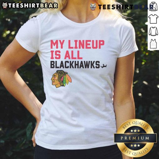 Top Chicago Blackhawks My Lineup Ladies Tee featuring a stylish design for female fans supporting their team.