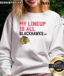 Alt Text: Top Chicago Blackhawks My Lineup sweatshirt featuring team colors and logo, perfect for fans and game day.