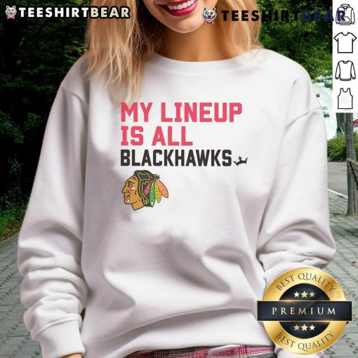 Alt Text: Top Chicago Blackhawks My Lineup sweatshirt featuring team colors and logo, perfect for fans and game day.