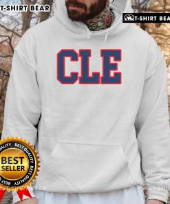 Cozy Top CLE Cleveland Ohio hoodie displayed on a hanger, perfect for showing off Cleveland pride and style.