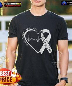 Top colorectal cancer awareness ribbon and colonoscopy graphic on a stylish t-shirt promoting colon health.