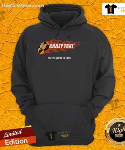 Top Crazy Taxi Press Start Button Hoodie featuring vibrant graphics and a comfortable fit, perfect for gaming fans.