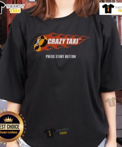 Top Crazy Taxi Press Start Button Ladies Tee featuring vibrant graphics and a stylish fit for gaming enthusiasts.