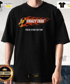 Top Crazy Taxi Press Start Button T-Shirt featuring vibrant graphics and retro gaming design, perfect for game enthusiasts.