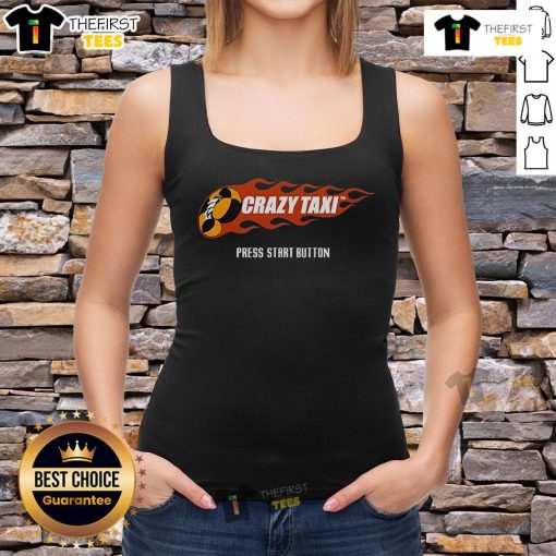 Top Crazy Taxi Press Start Button Tank Top featuring vibrant graphic design for gaming enthusiasts and casual wear.
